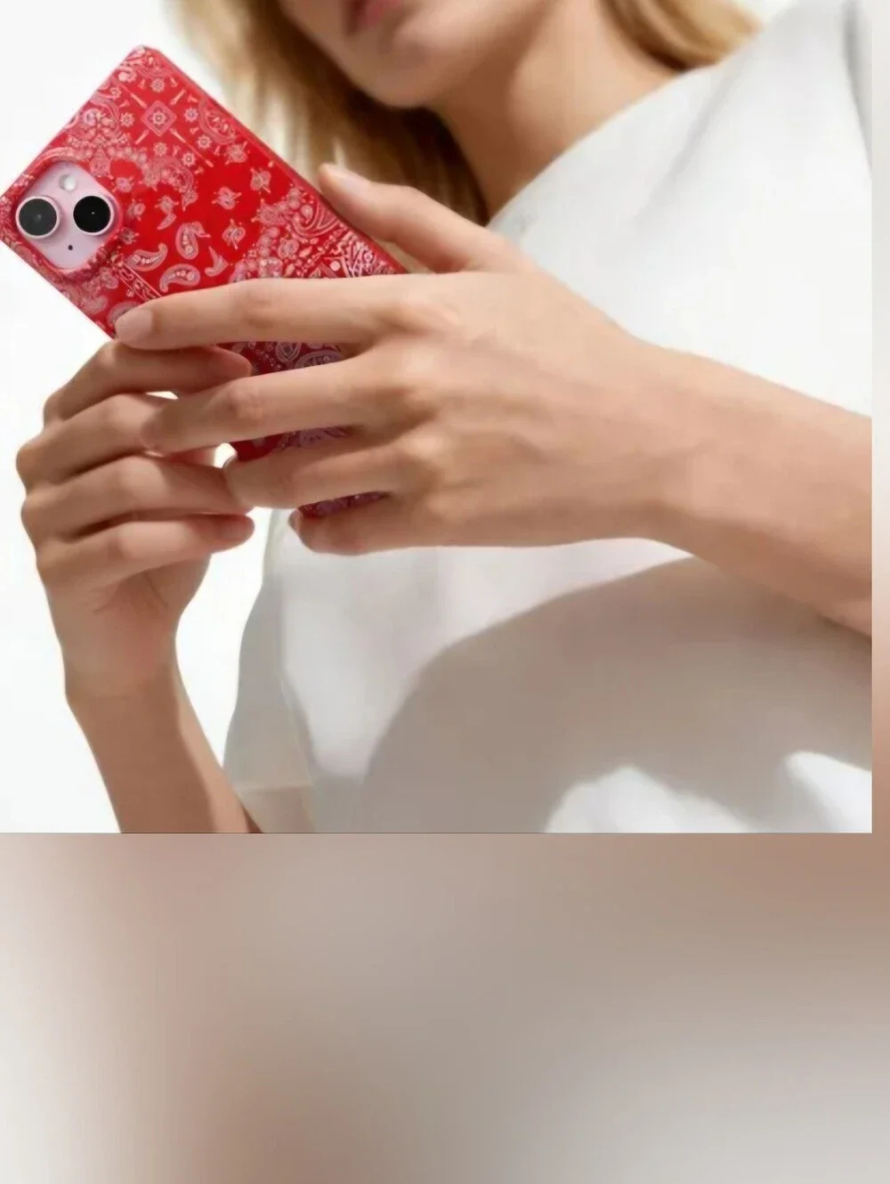 Hello Lux Red Bandana Square Glossy iPhone Case 15 Plus 14 Plus NEW Never Used
